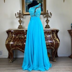 Meier Collection Illusion embroidery beaded evening prom dress